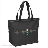 Suicide Awareness Heartbeat Ribbon Tote Bag thumb 2