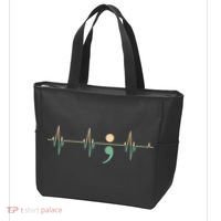 Suicide Awareness Heartbeat Ribbon Tote Bag thumb 3