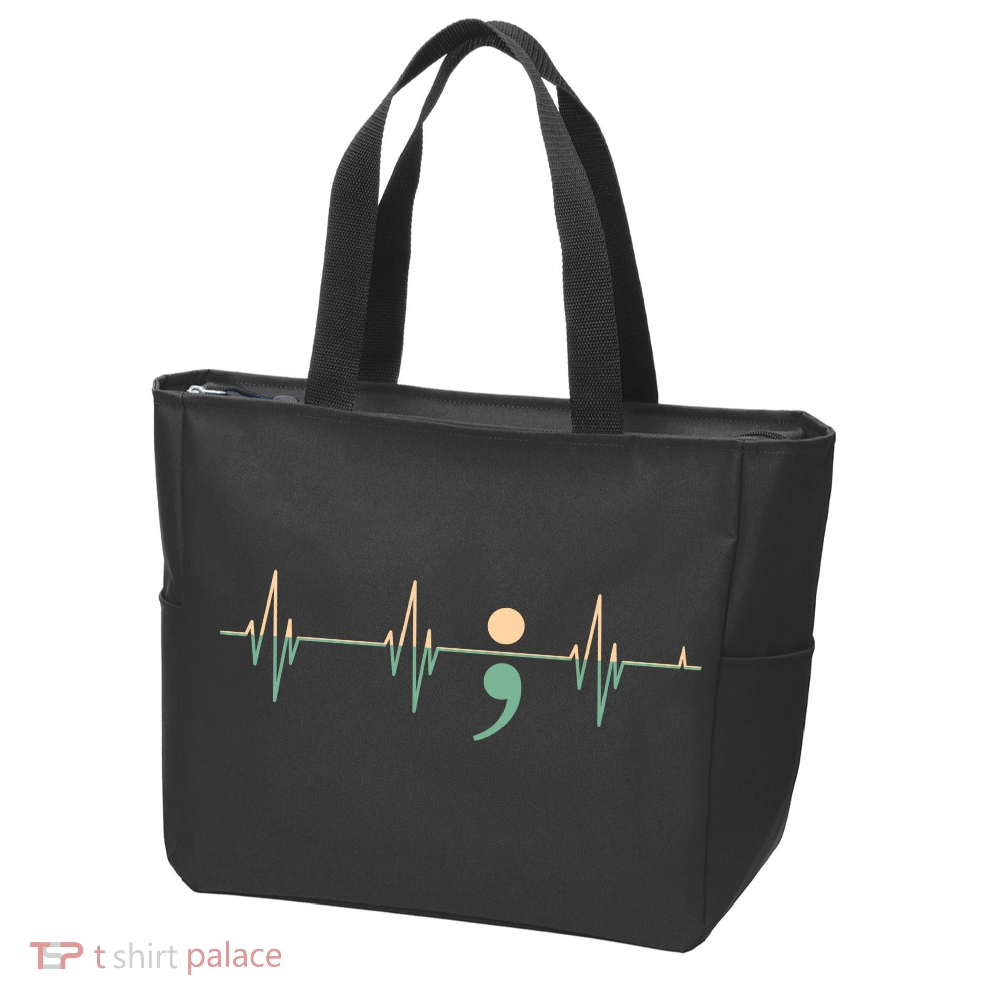 Suicide Awareness Heartbeat Ribbon Tote Bag