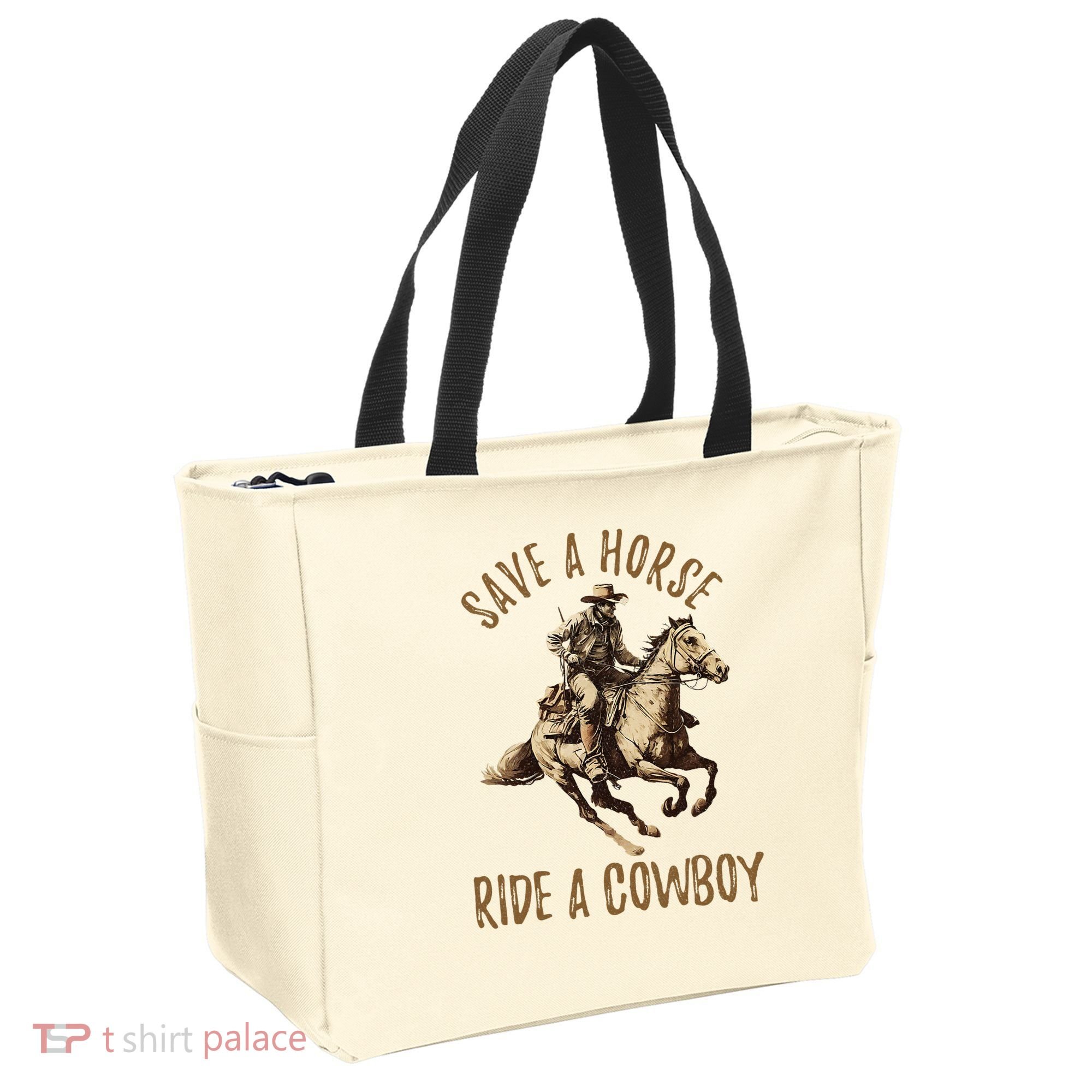 Save A Horse Ride A Cow Horseback Riding Tote Bag
