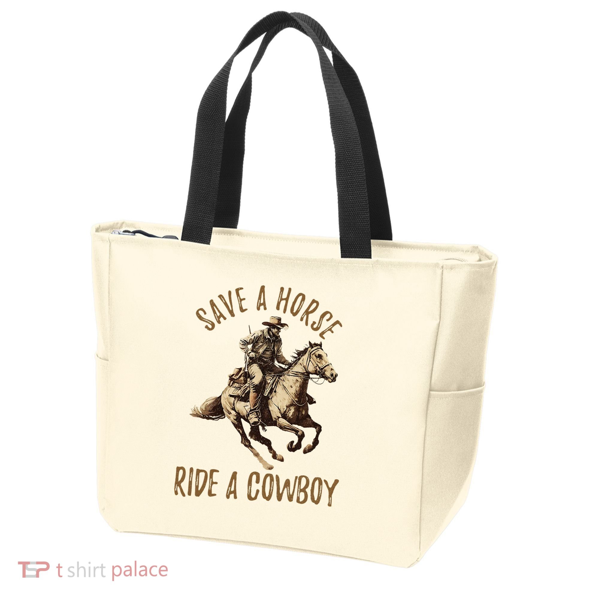 Save A Horse Ride A Cow Horseback Riding Tote Bag