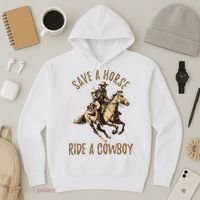 Save A Horse Ride A Cow Horseback Riding Hoodie thumb 3