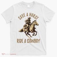 Save A Horse Ride A Cow Horseback Riding T-Shirt thumb 0