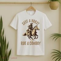 Save A Horse Ride A Cow Horseback Riding T-Shirt thumb 2