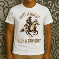 Save A Horse Ride A Cow Horseback Riding T-Shirt thumb 3