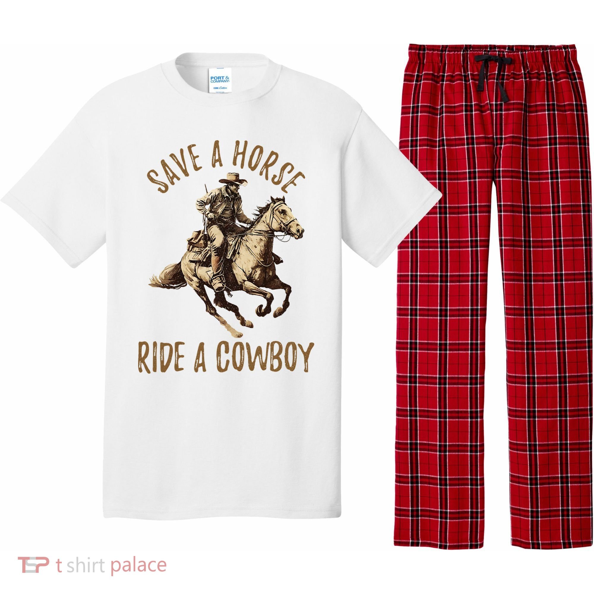 Save A Horse Ride A Cow Horseback Riding Pajama Set