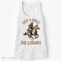 Save A Horse Ride A Cow Horseback Riding Women's Tank Top thumb 0