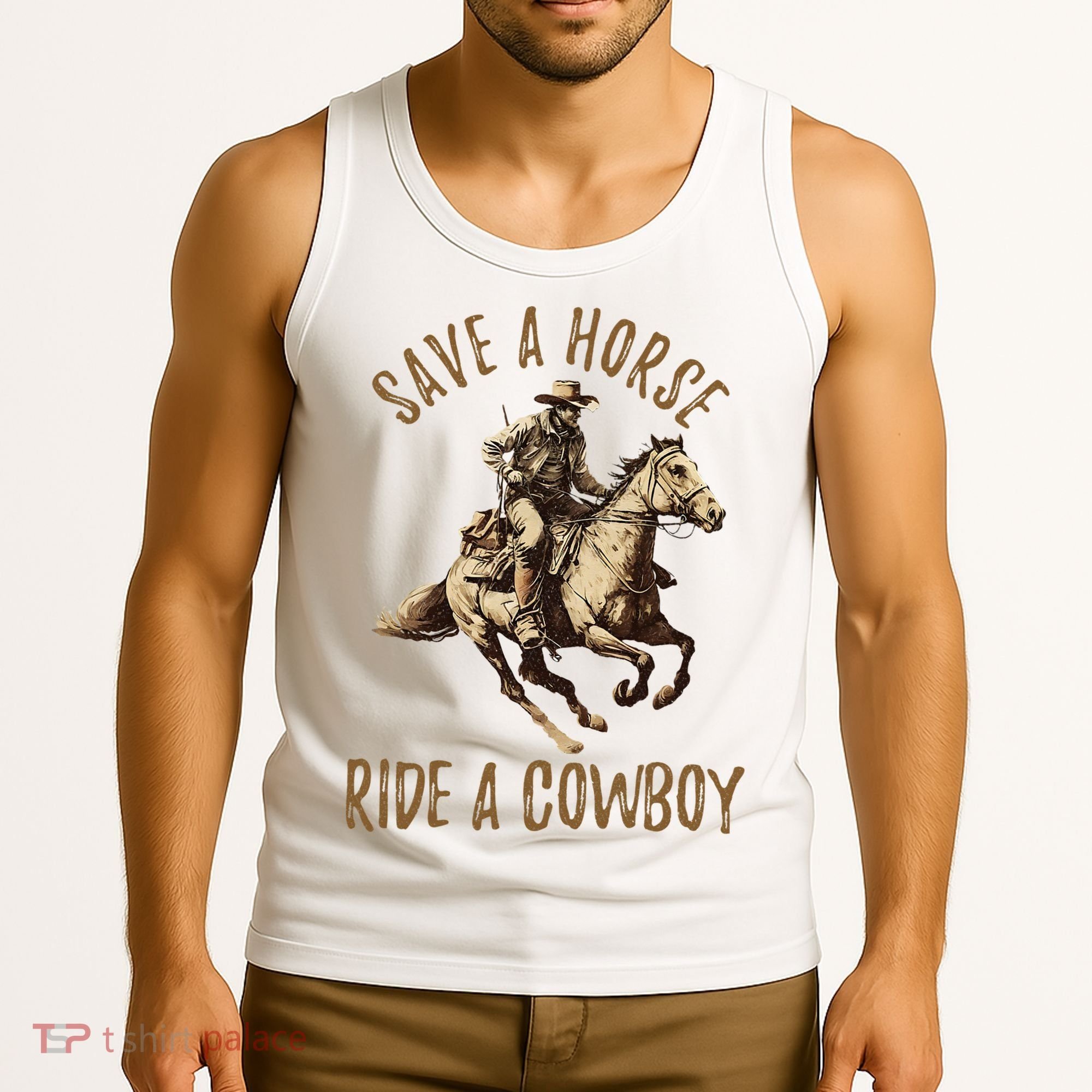 Save A Horse Ride A Cow Horseback Riding Tank Top