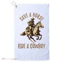 Save A Horse Ride A Cow Horseback Riding Golf Towel thumb 0