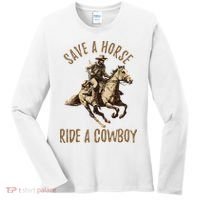 Save A Horse Ride A Cow Horseback Riding Women's Long Sleeve Shirt thumb 0