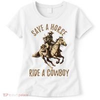 Save A Horse Ride A Cow Horseback Riding Women's T-Shirt thumb 0