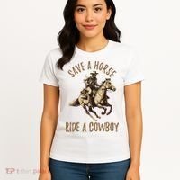 Save A Horse Ride A Cow Horseback Riding Women's T-Shirt thumb 4