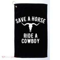 Save a Horse Ride a Cow funny horse racing Golf Towel thumb 0