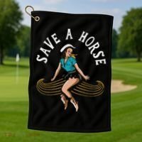 Save A Horse Ride A Mustache Free Moustache Rides Golf Towel thumb 1