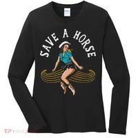 Save A Horse Ride A Mustache Free Moustache Rides Women's Long Sleeve Shirt thumb 0