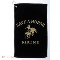 Save A Horse Ride Me Funny Cowboy Western Inappropriate Golf Towel thumb 0