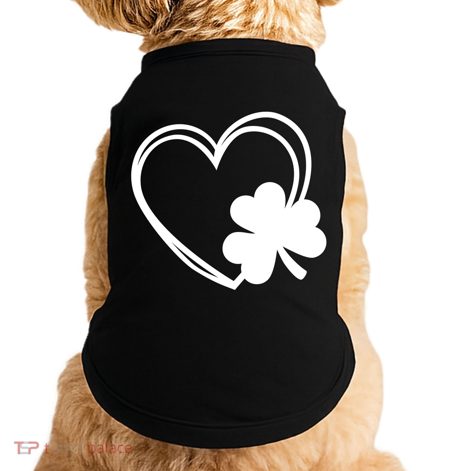 Shamrock And Hand Drawn Heart St Patty's Day St Patricks Day Doggie Tank