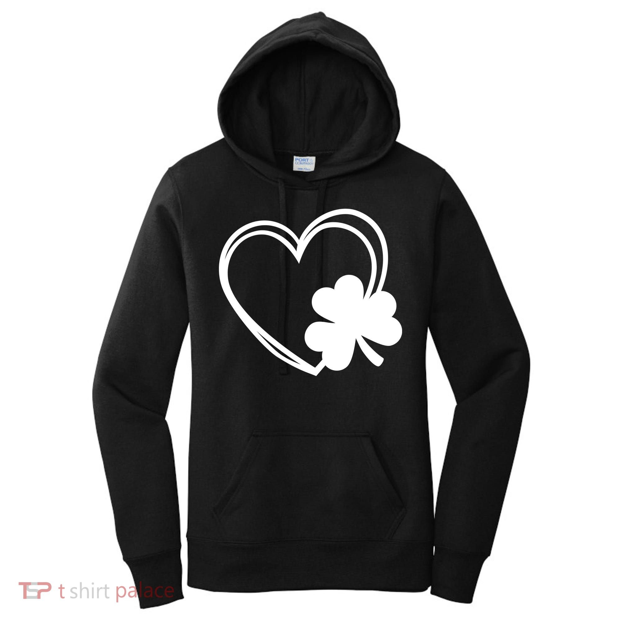 Shamrock And Hand Drawn Heart St Patty's Day St Patricks Day Women's Hoodie