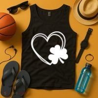 Shamrock And Hand Drawn Heart St Patty's Day St Patricks Day Tank Top thumb 4
