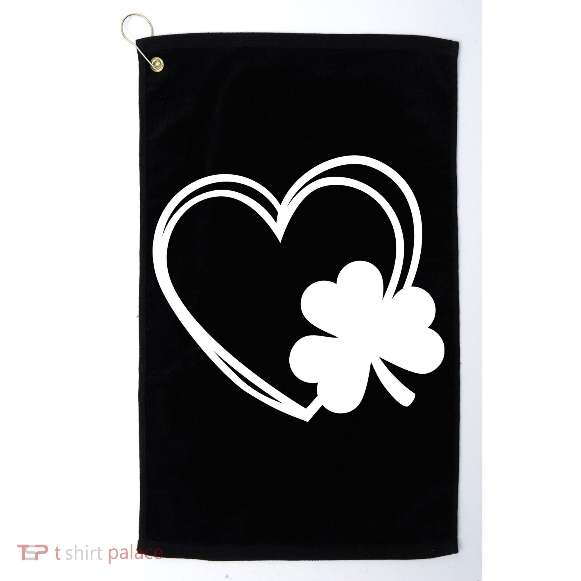 Shamrock And Hand Drawn Heart St Patty's Day St Patricks Day Golf Towel