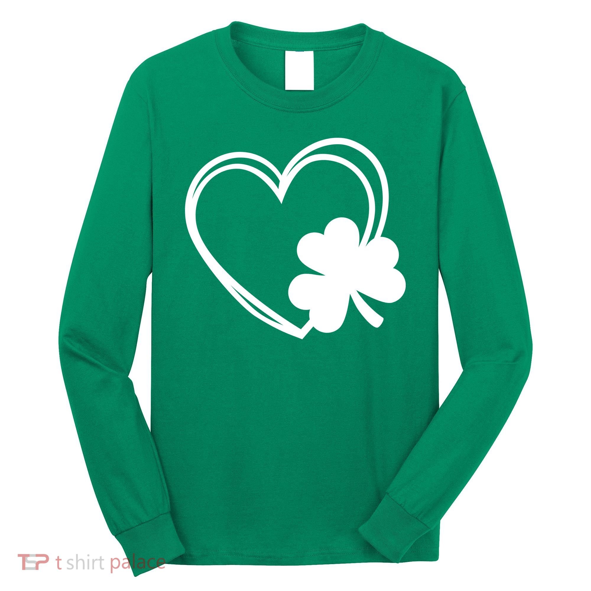 Shamrock And Hand Drawn Heart St Patty's Day St Patricks Day Long Sleeve Shirt