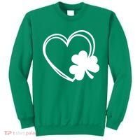 Shamrock And Hand Drawn Heart St Patty's Day St Patricks Day Sweatshirt thumb 0
