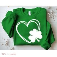 Shamrock And Hand Drawn Heart St Patty's Day St Patricks Day Sweatshirt thumb 2