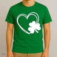 Shamrock And Hand Drawn Heart St Patty's Day St Patricks Day T-Shirt thumb 3