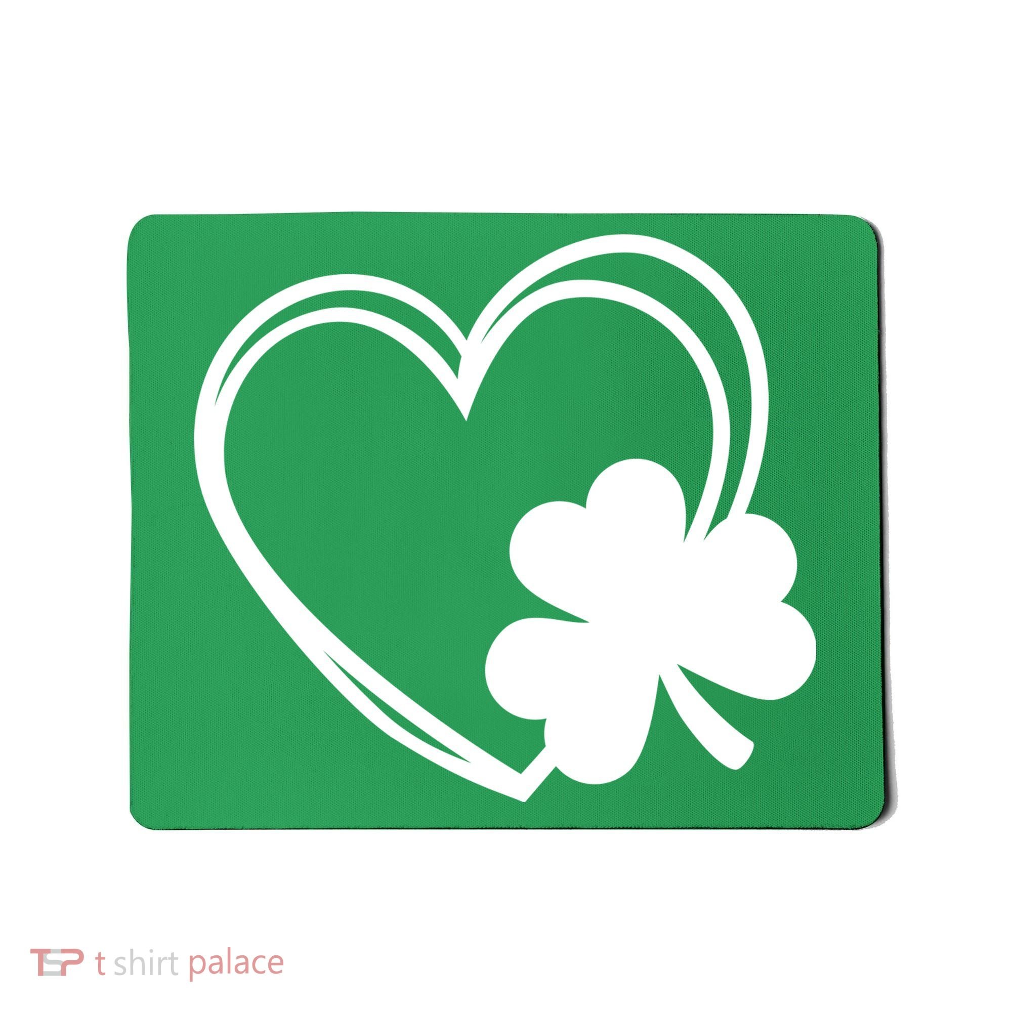 Shamrock And Hand Drawn Heart St Patty's Day St Patricks Day Mousepad
