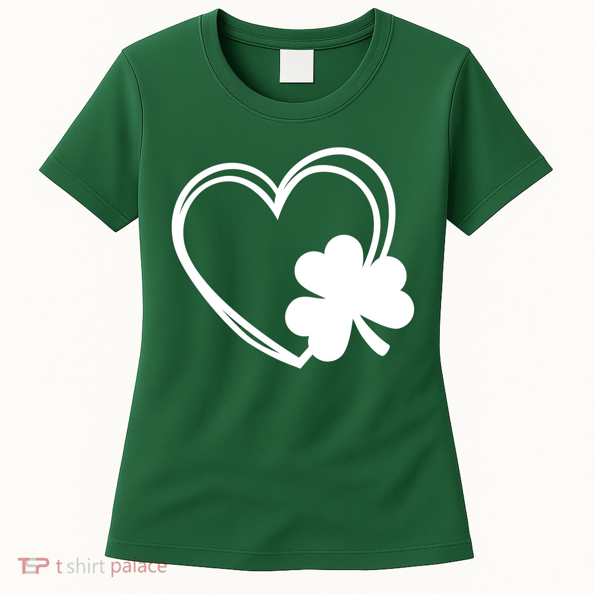 Shamrock And Hand Drawn Heart St Patty's Day St Patricks Day Women's T-Shirt