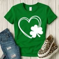 Shamrock And Hand Drawn Heart St Patty's Day St Patricks Day Women's T-Shirt thumb 3