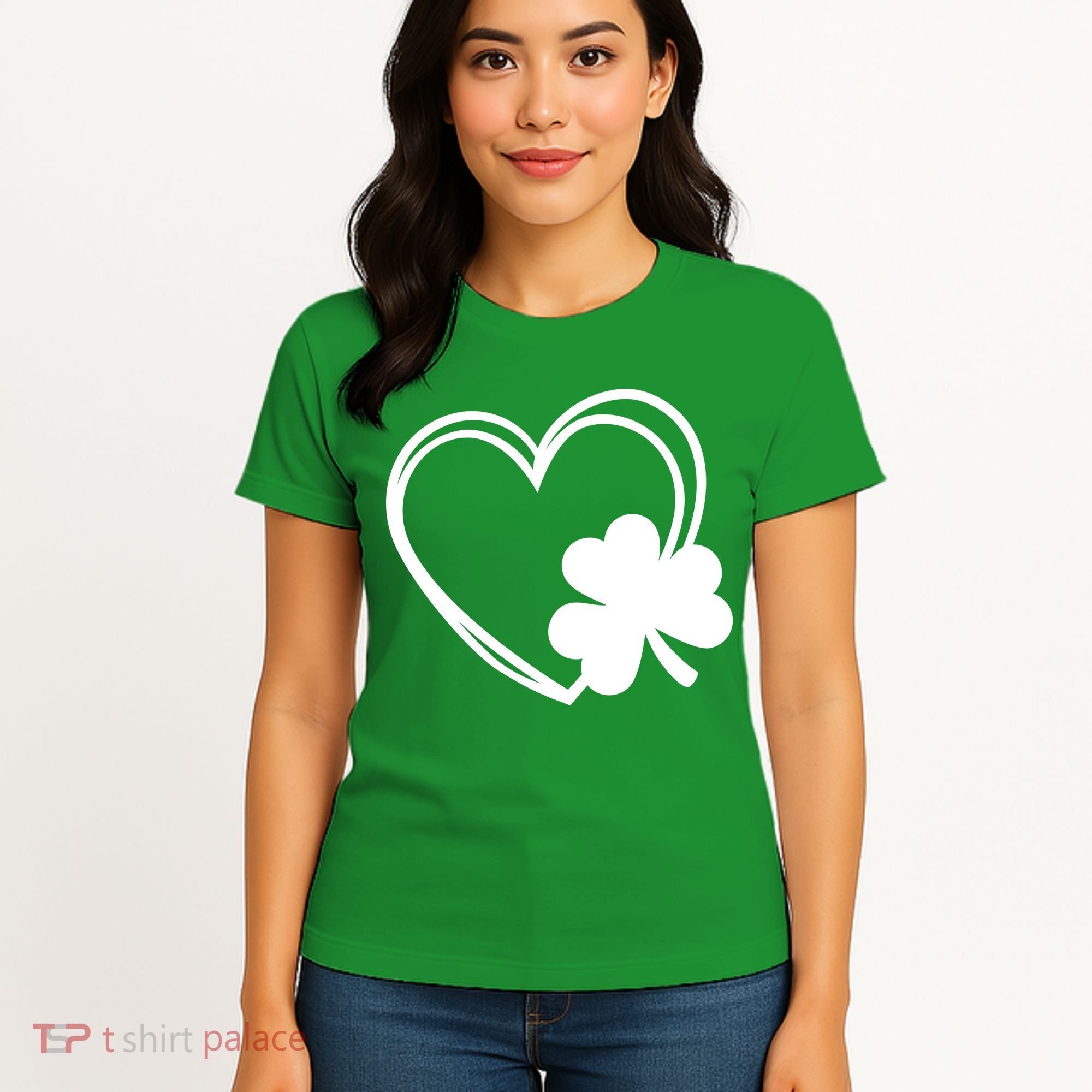 Shamrock And Hand Drawn Heart St Patty's Day St Patricks Day Women's T-Shirt