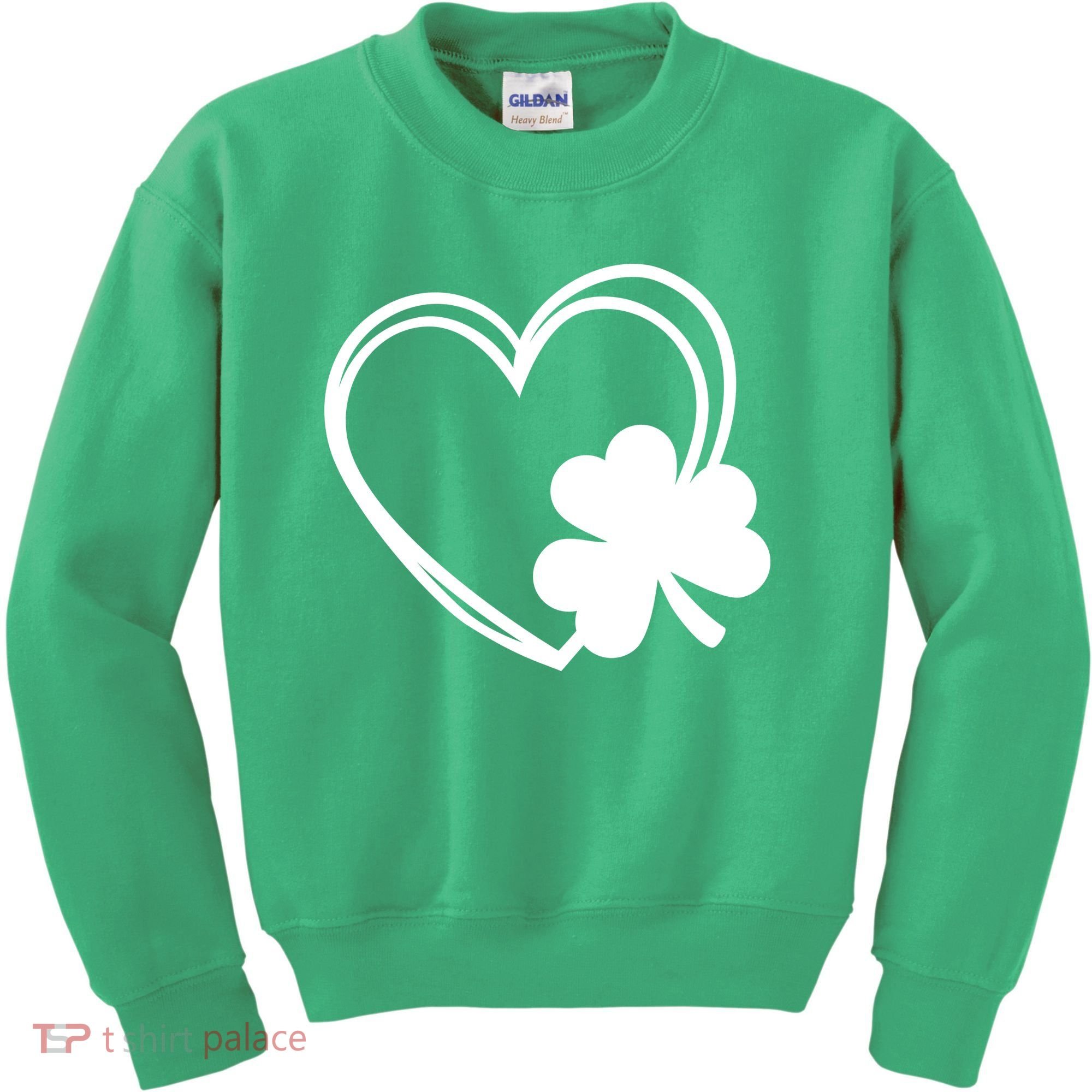 Shamrock And Hand Drawn Heart St Patty's Day St Patricks Day Kids Sweatshirt