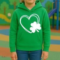 Shamrock And Hand Drawn Heart St Patty's Day St Patricks Day Kids Hoodie thumb 3