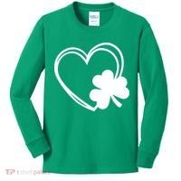 Shamrock And Hand Drawn Heart St Patty's Day St Patricks Day Kids Long Sleeve Shirt thumb 0