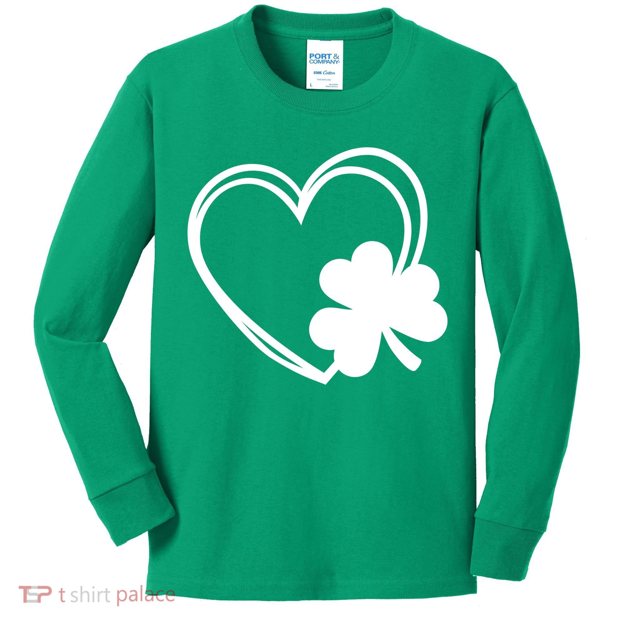 Shamrock And Hand Drawn Heart St Patty's Day St Patricks Day Kids Long Sleeve Shirt