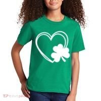 Shamrock And Hand Drawn Heart St Patty's Day St Patricks Day Kids T-Shirt thumb 2