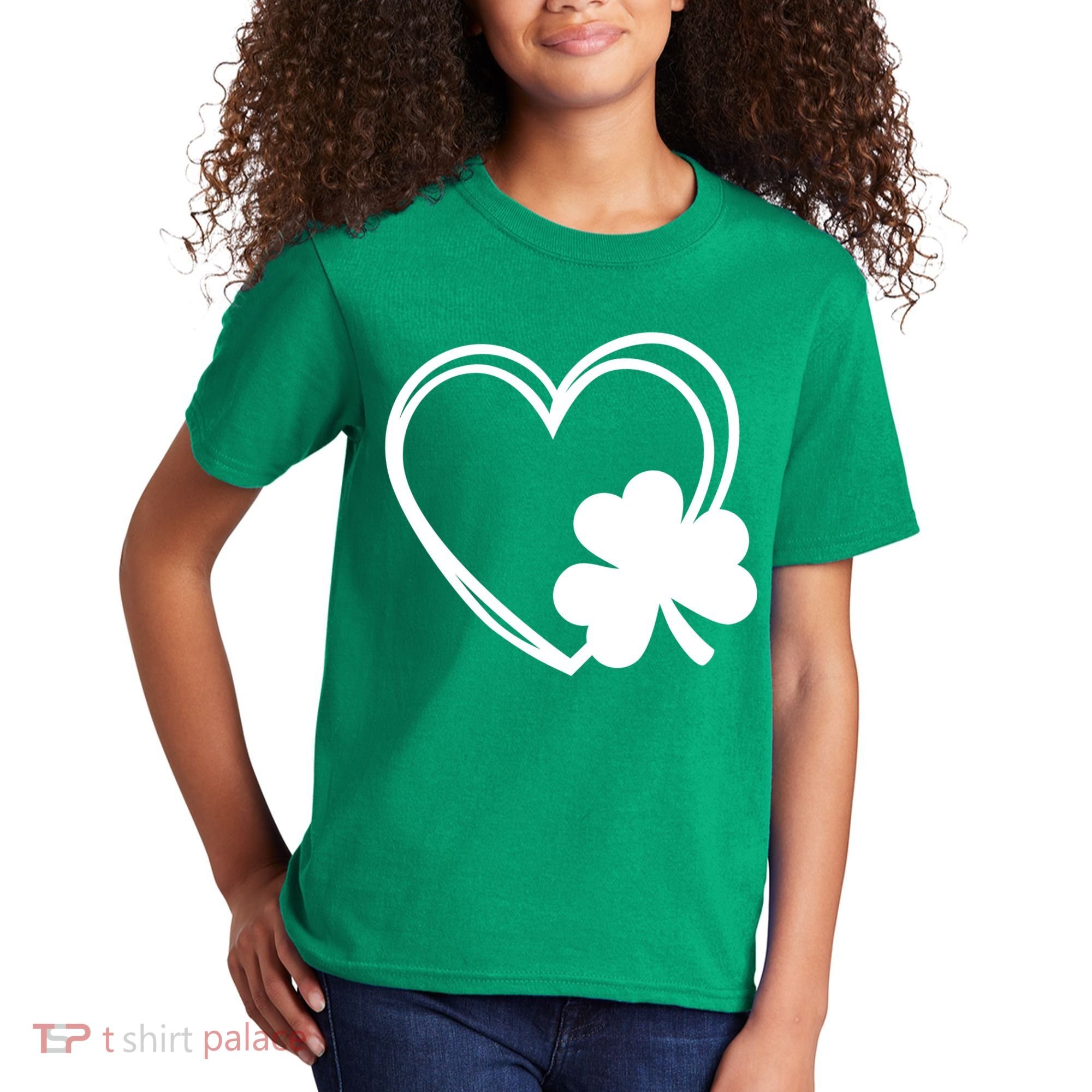 Shamrock And Hand Drawn Heart St Patty's Day St Patricks Day Kids T-Shirt