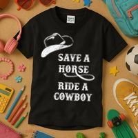 Save A Horse, Ride A Cowboy! Kids T-Shirt thumb 3