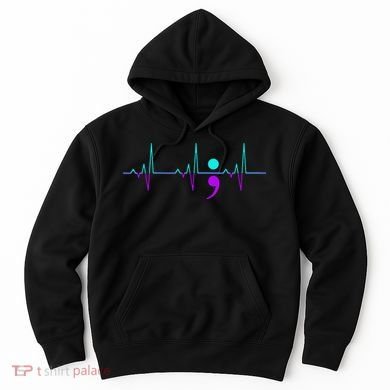 Suicide Awareness Heartbeat Happy Ribbon Support Hoodie