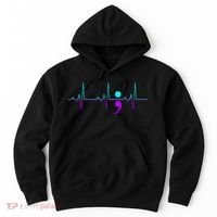 Suicide Awareness Heartbeat Happy Ribbon Support Hoodie thumb 0