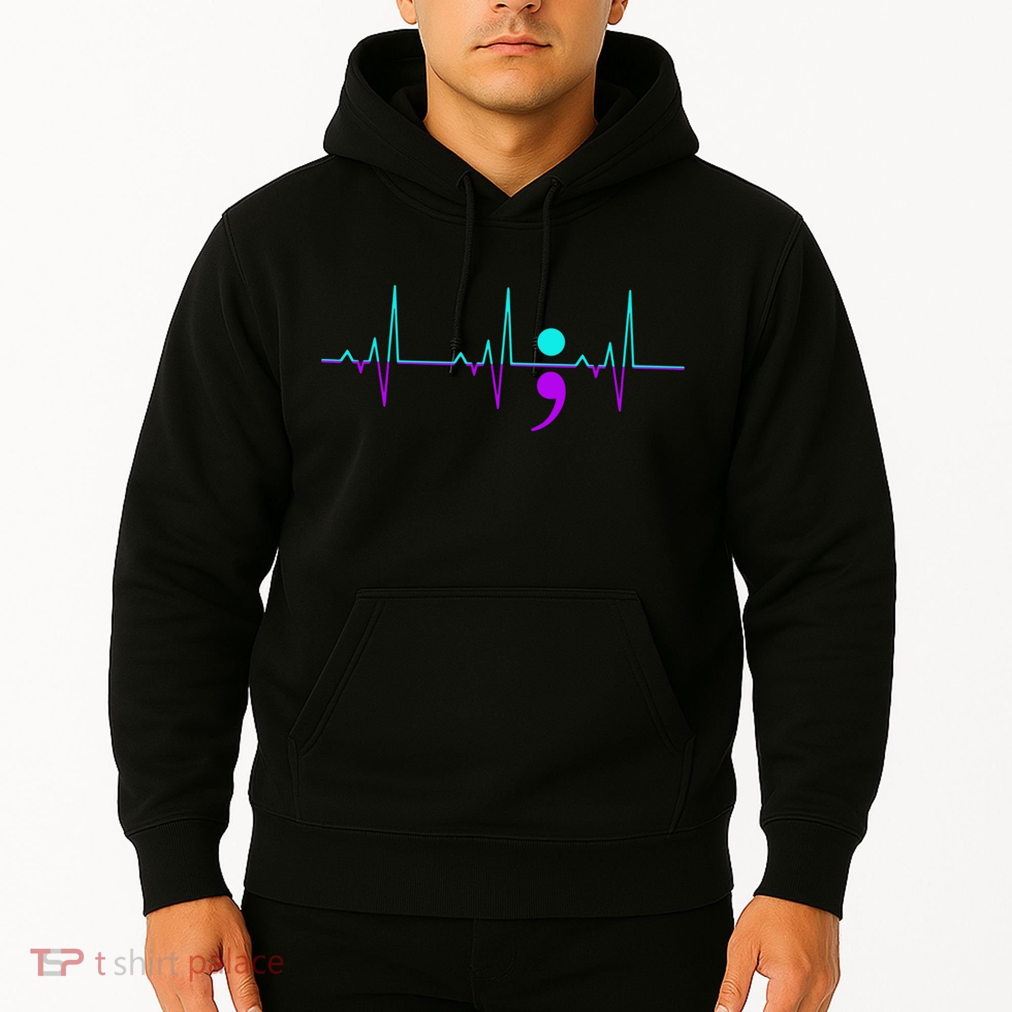 Suicide Awareness Heartbeat Happy Ribbon Support Hoodie