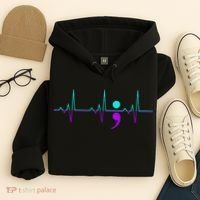 Suicide Awareness Heartbeat Happy Ribbon Support Hoodie thumb 4
