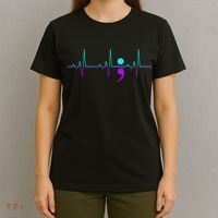 Suicide Awareness Heartbeat Happy Ribbon Support T-Shirt thumb 4