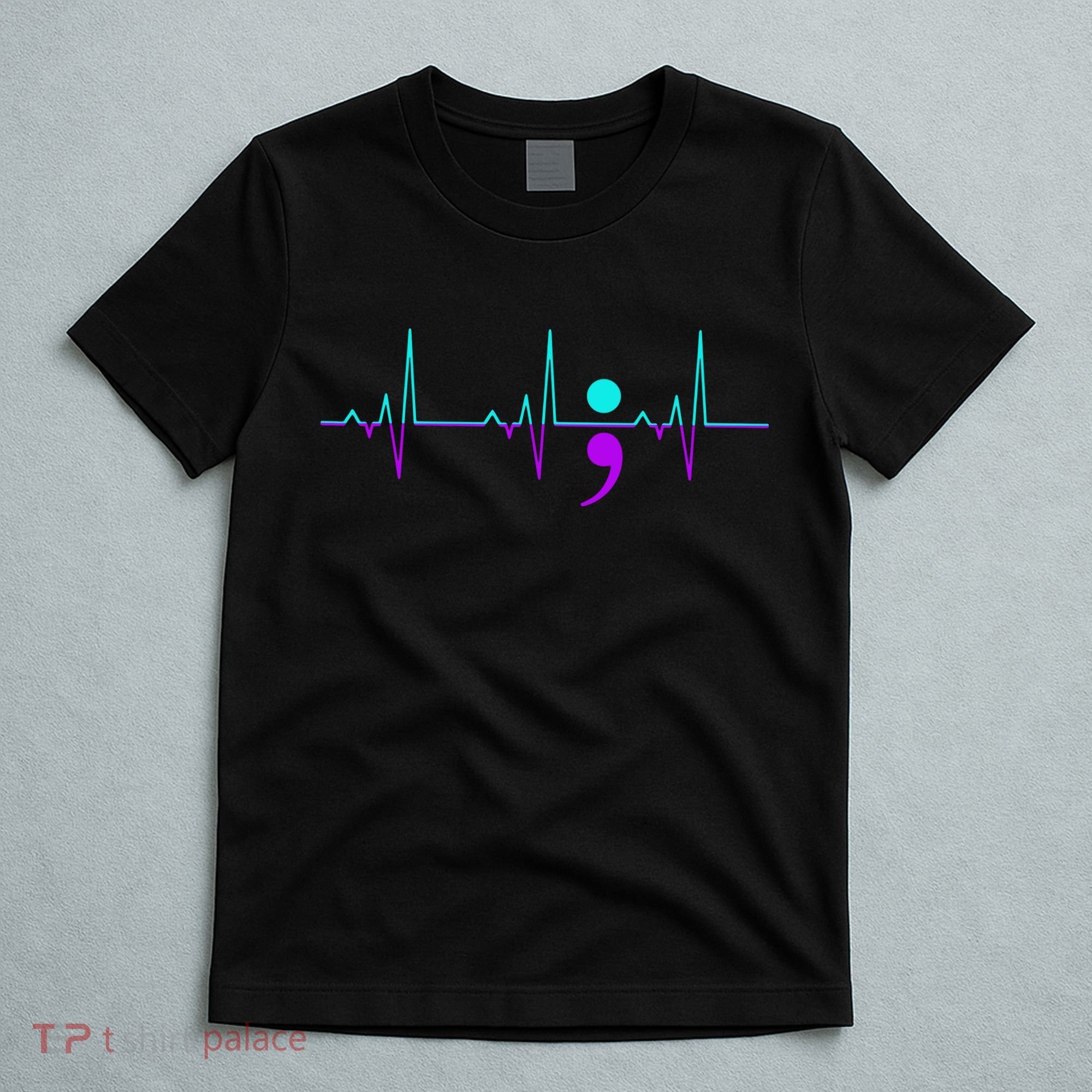 Suicide Awareness Heartbeat Happy Ribbon Support T-Shirt