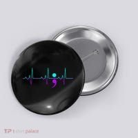 Suicide Awareness Heartbeat Happy Ribbon Support Button thumb 0