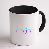Suicide Awareness Heartbeat Happy Ribbon Support Coffee Mug thumb 1