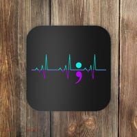 Suicide Awareness Heartbeat Happy Ribbon Support Coaster thumb 0