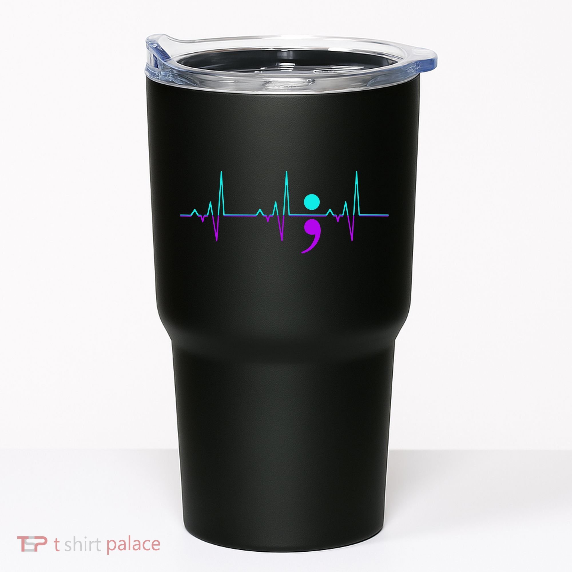 Suicide Awareness Heartbeat Happy Ribbon Support Tumbler