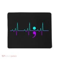 Suicide Awareness Heartbeat Happy Ribbon Support Mousepad thumb 0